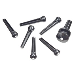 D'Addario - PWPS10 Injected Molded Bridge Pins With End Pin Set, Ebony With Ivory Dot