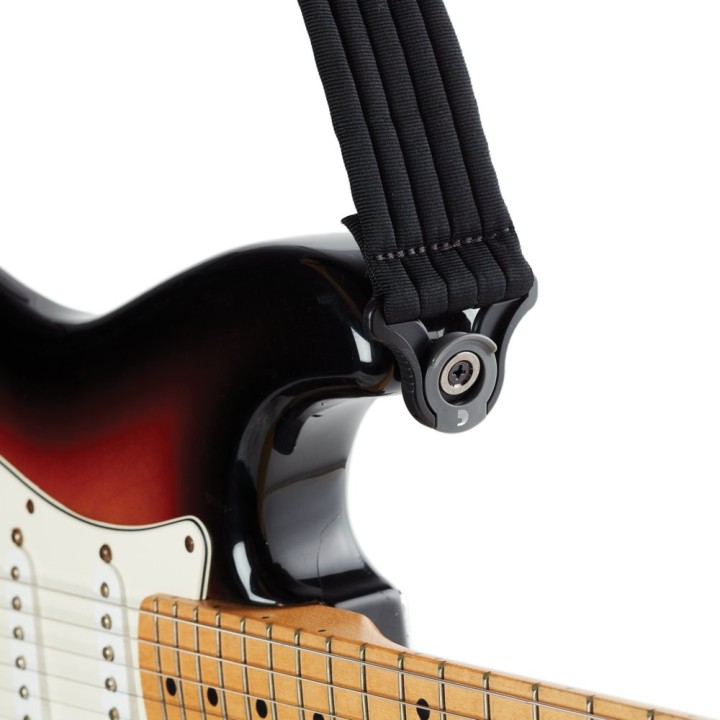 D'Addario - 50BAL01 Auto Lock Guitar Strap, Black Padded Stripes