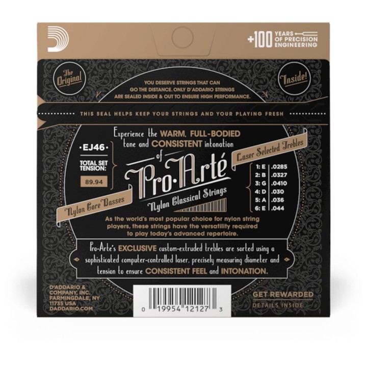D'Addario - EJ46 Corde Pro-Arte in Nylon per Chitarra Classica, Tensione Forte  