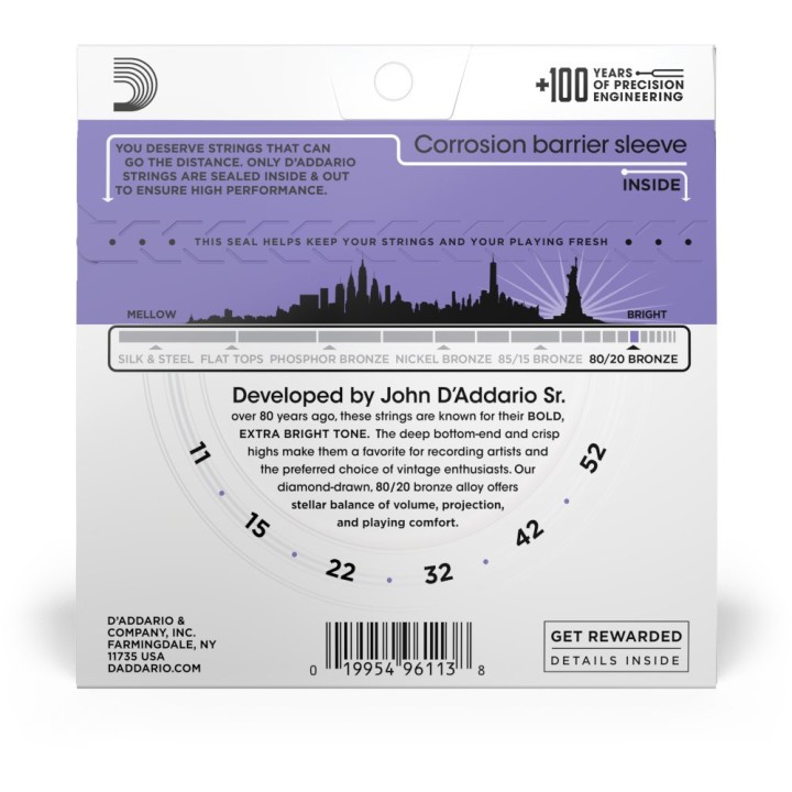 D'ADDARIO - EJ13 Corde per Chitarra Acustica, Custom Light