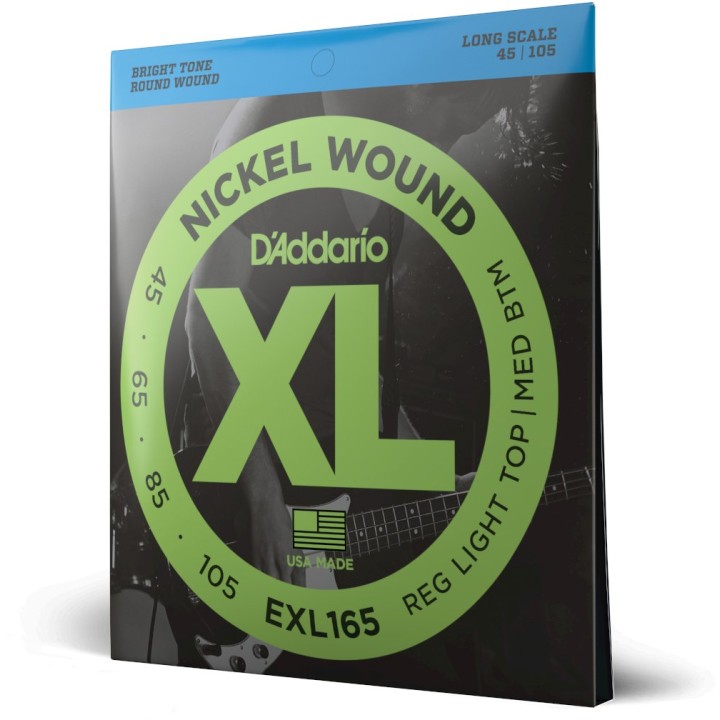 D'Addario - EXL165 Corde per Basso, Nickel Wound Custom Light Long Scale