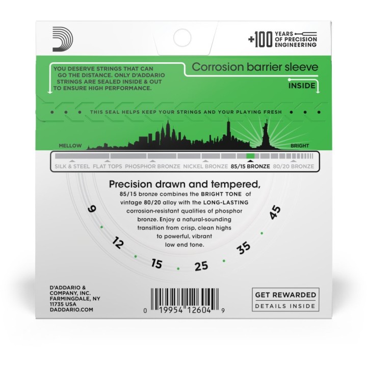 D'Addario - EZ890 Corde in bronzo 85/15 per chitarra acustica, Super Light
