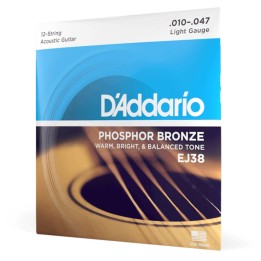 D'Addario - EJ38 Corde per Chitarra Acustica in Bronzo, 12 corde, Light, 10-47