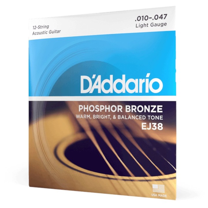 D'Addario - EJ38 Corde per Chitarra Acustica in Bronzo, 12 corde, Light, 10-47