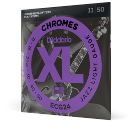 D'Addario - ECG24 Corde per Chitarra Elettrica, Chromes, Flat Wound, Jazz Light, 11-50