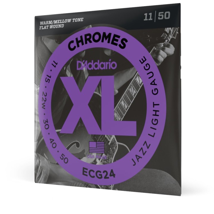 D'Addario - ECG24 Corde per Chitarra Elettrica, Chromes, Flat Wound, Jazz Light, 11-50