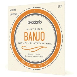 D'Addario | EJ61 5 Corde per Banjo 5-String Banjo, Nickel, Medium