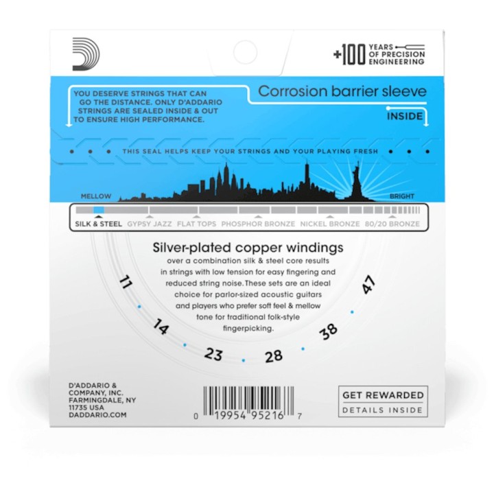 D'Addario - EJ40 Corde per chitarra folk Silk & Steel