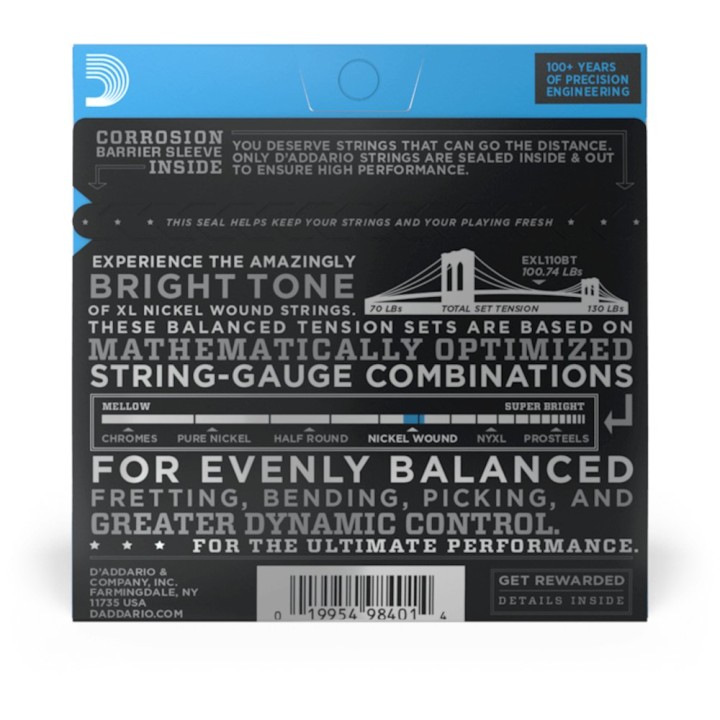 D'Addario - EXL110BT Corde per Chitarra Elettrica, Nickel Wound