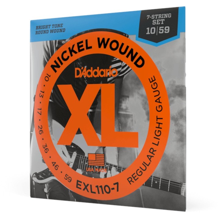 D'Addario - EXL110-7 Corde per Chitarra Elettrica, 7 corde, Nickel Wound