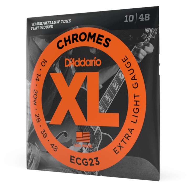 D'Addario - ECG23 Corde per Chitarra Elettrica Chromes, Flat Wound, Extra Light, 10-48