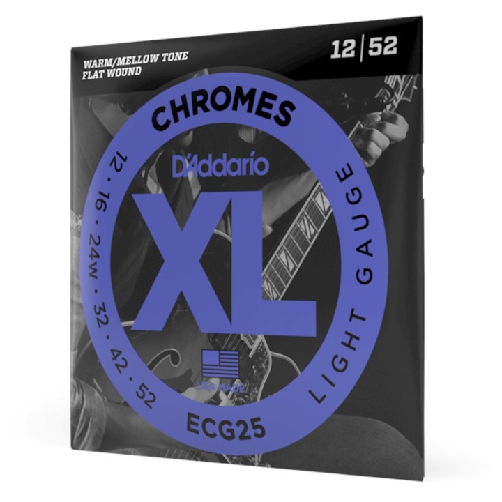D'Addario - ECG25 Corde per Chitarra Elettrica Chromes, Flat Wound, Light, 12-52