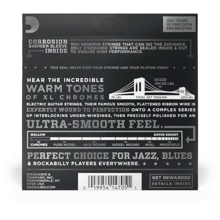 D'Addario - ECG25 Corde per Chitarra Elettrica Chromes, Flat Wound, Light, 12-52