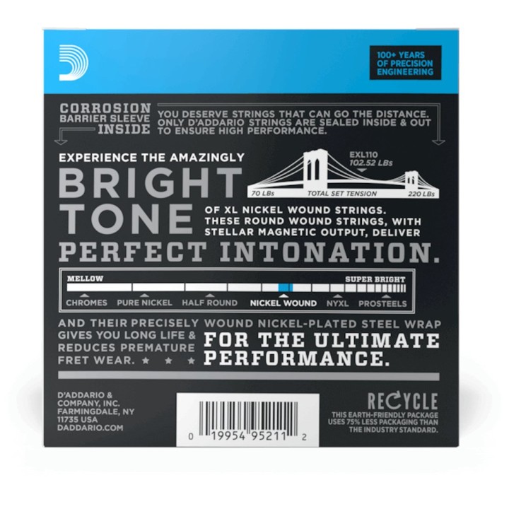 D'Addario - EXL110-10P Corde per Chitarra Elettrica, Nickel Wound