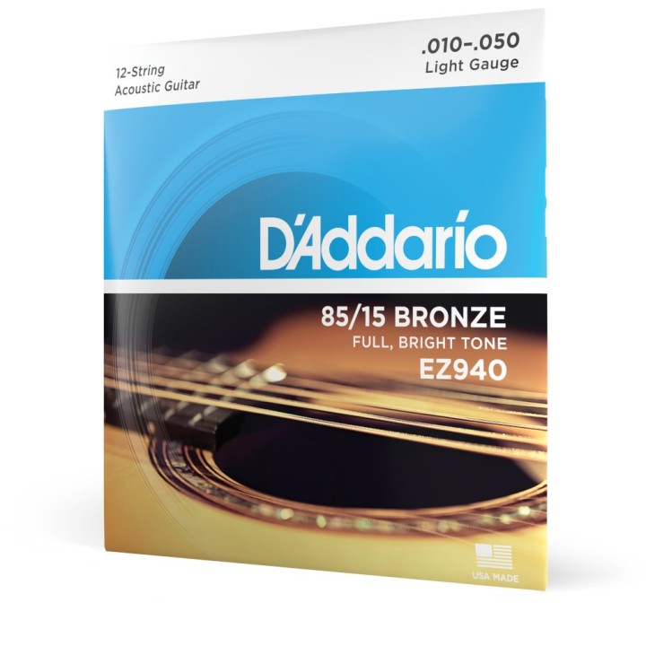 D'Addario - EZ940 Corde per Chitarra Acustica 12 Corde in Bronzo 85/15