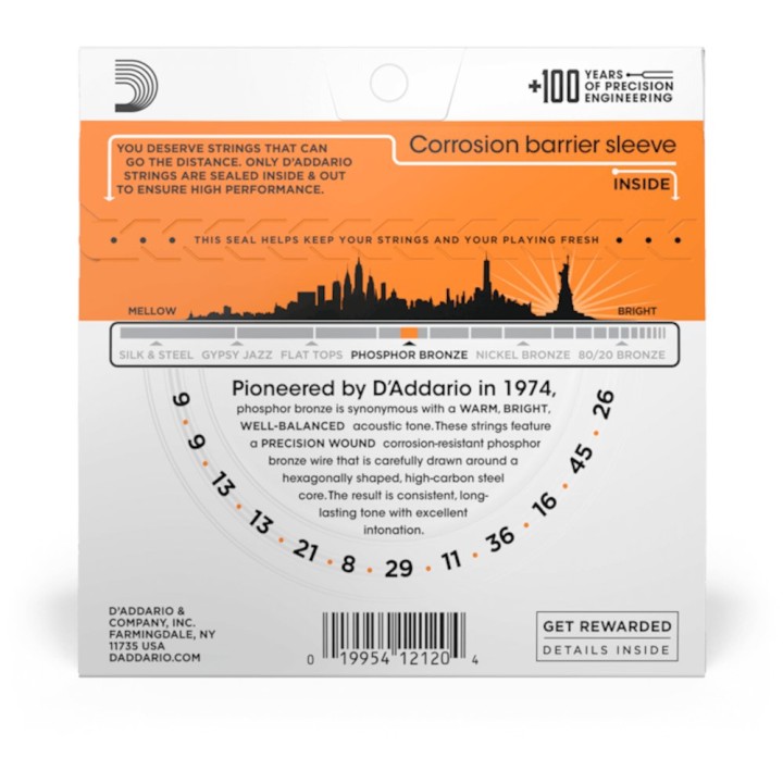 D'Addario - EJ41 Corde per Chitarra Acustica 12 Corde in Bronzo Fosforoso