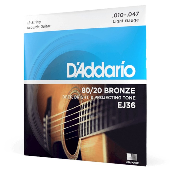 D'Addario - EJ36 Corde per Chitarra Acustica 12 Corde in Bronzo, Light