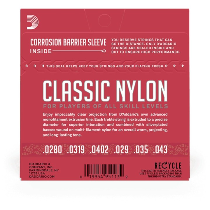 D'Addario - EJ27N-3D Corde in Nylon per Chitarra Classica, Tensione Normale, per Studente