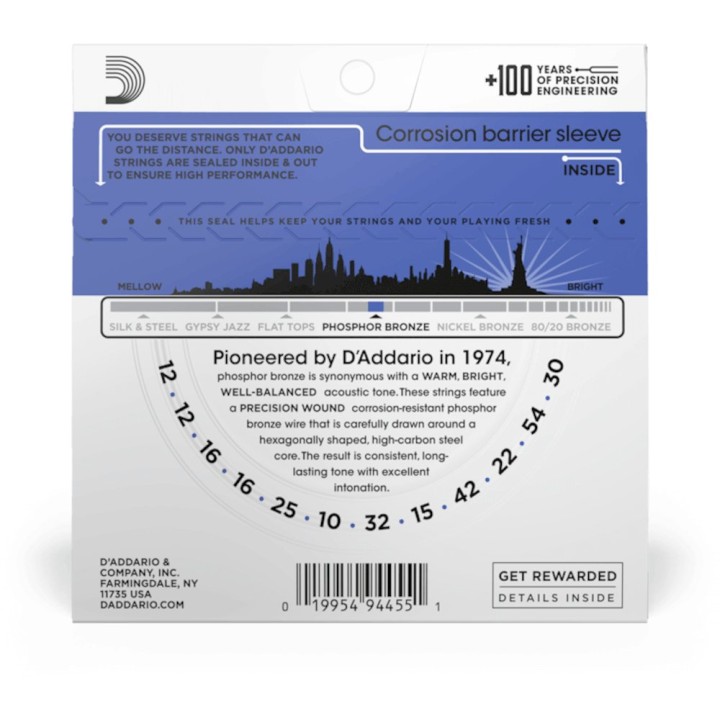 D'Addario - EJ37 Corde per Chitrarra Acustica 12 Corde, Phosphor Bronze