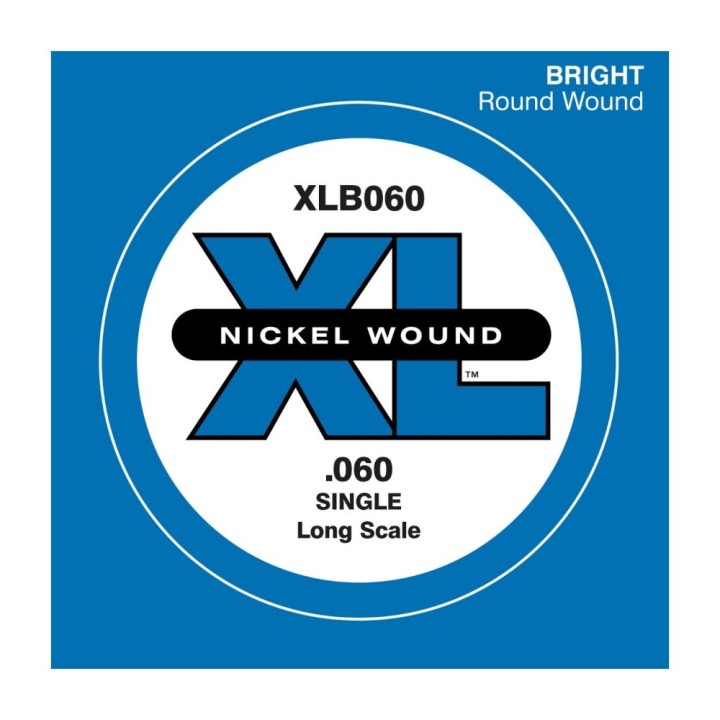D'Addario - XLB060 Corda Singola per Basso in Nickel Wound, Long Scale, .060