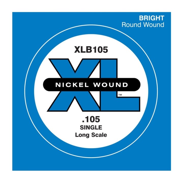 D'Addario - XLB105 Corda Singola per Basso in Nickel Wound, Long Scale, .105
