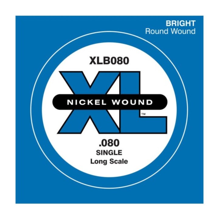 D'Addario - XLB08 Corda Singola per Basso in Nickel Wound, Long Scale, .080