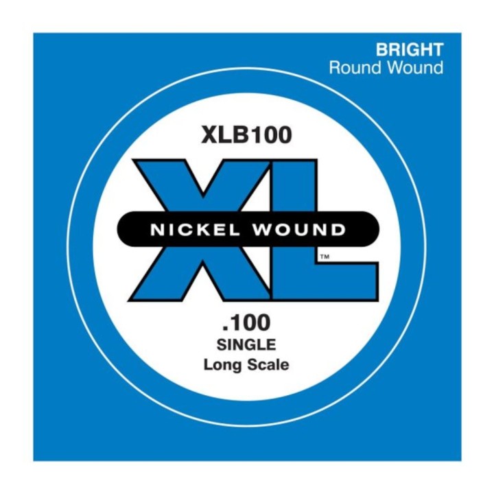 D'Addario - XLB100 Corda Singola per Basso in Nickel Wound, Long Scale, .100