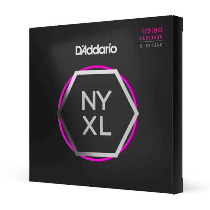 D'Addario - NYXL0980 Corde per Chitarra Elettrica 8 Corde, Nickel Wound, Super Light