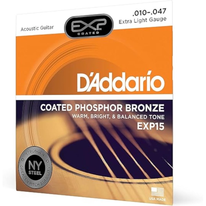D'Addario - Corde per Chitarra Acustica Coated Phosphor Bronze, Extra Light