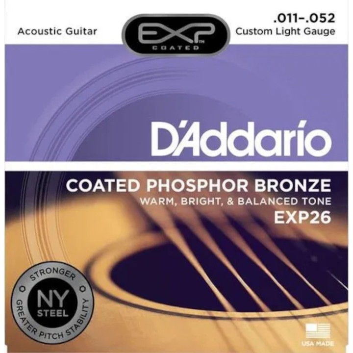 D'Addario - EXP26 Corde per Chitarra Acustica, Coated Phosphor Bronze, Custom Light