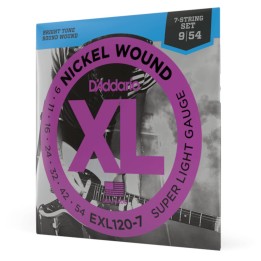 D'Addario - EXL120-7 Corde per Chitarra Elettrica 7 Corde, Nickel Wound, 7-String, Super Light