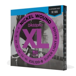 D'Addario - EXL120-8 Corde per Chitarra Elettrica 8 Corde, Nickel Wound, Super Light
