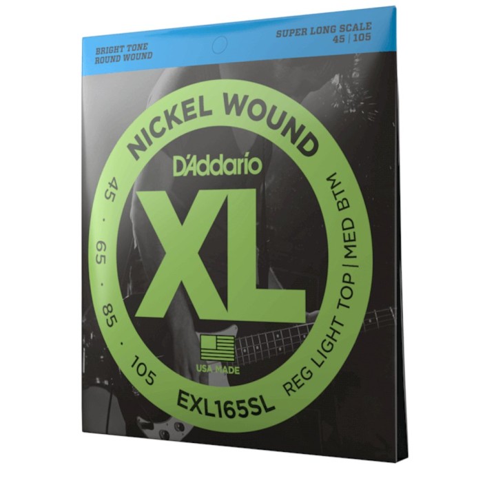 D'Addario - EXL165SL Corde per Basso, Nickel Wound Bass, Custom Light, Super Long Scale