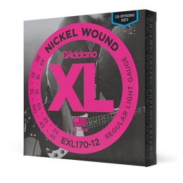 D'Addario - EXL170-12 Corde per Basso Elettrico 12 Corde, Nickel Wound 12-String Bass, Light