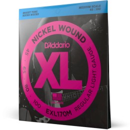 D'Addario - EXL170M Corde per Basso, Nickel Wound Bass, Light, Medium Scale