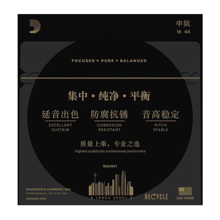 D'Addario - RUAN01 Corde per Zhongruan , Tensione Media, 16-44