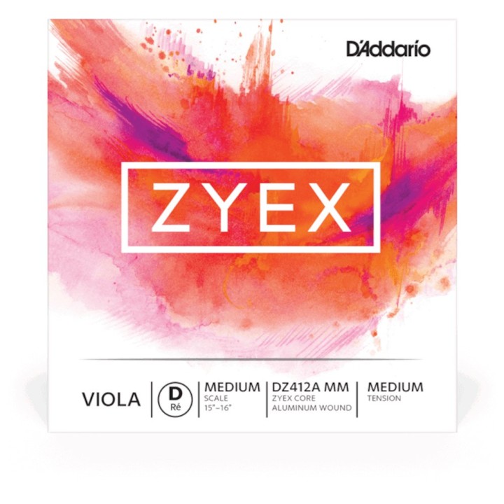 D'Addario - DZ412A MM Corde per Viola, Zyex, con Aluminium D, Medium Scale, Medium Tension