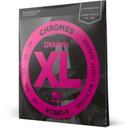 D'Addario - ECB81-5 Corde per Basso 5 corde, Chromes, Light, Long Scale