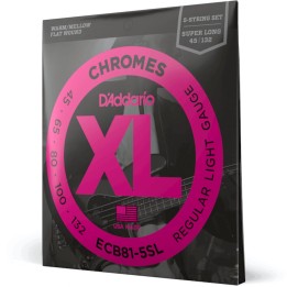 D'Addario - ECB81-5SL Corde per Basso 5 Corde, Chromes, Light, Super Long Scale