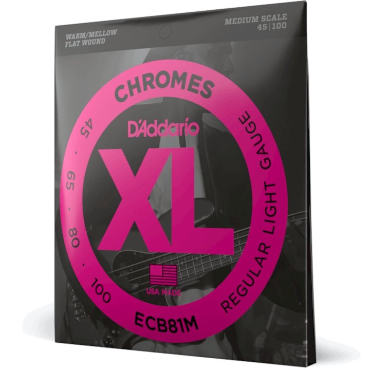 D'Addario - ECB81M Corde per Basso, Chromes, Light, Medium Scale