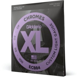 D'Addario - ECB84 Corde per Basso, Chromes Flat Wound, Custom Light, Long Scale