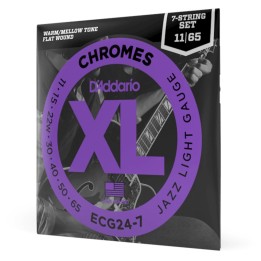 D'Addario - ECG24-7 Corde per Chitarra Elettrica 7 Corde, Chromes Flat Wound, Jazz Light