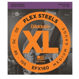 D'Addario - EFX160 Corde per Basso, Flexsteels, Medium, Long Scale, 50-105