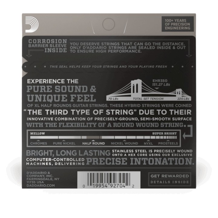 D'Addario - EHR350 Corde per Chitarra Elettrica, Half Rounds, Jazz Light