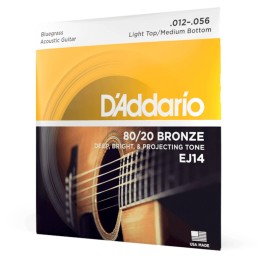 D'Addario - EJ14 Corde per Chitarra Acustica, Bronze 80-20, Light, Medium/Bluegrass