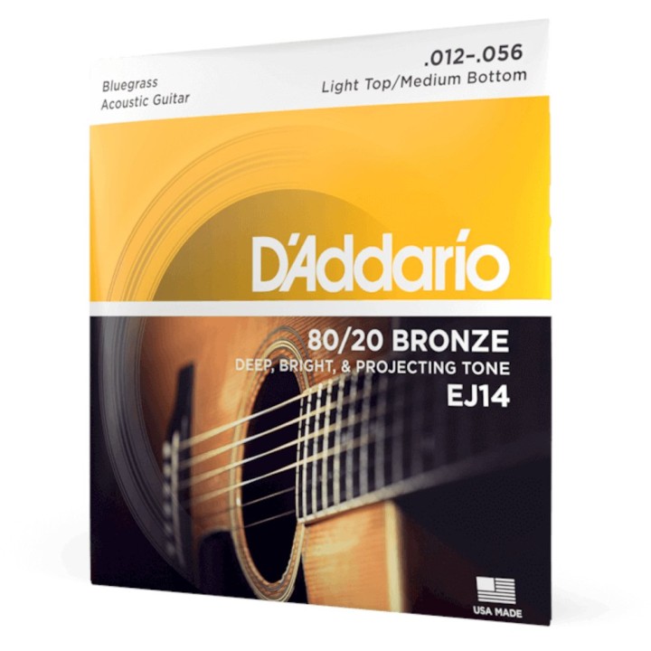 D'Addario - EJ14 Corde per Chitarra Acustica, Bronze 80-20, Light, Medium/Bluegrass