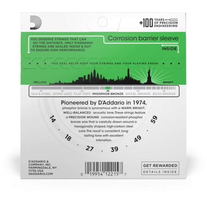 D'Addario - EJ18 Corde per Chitarra Acustica, Phosphor Bronze, Heavy, 14-59