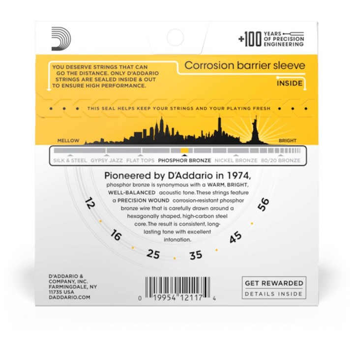 D'Addario - EJ19 Corde per Chitarra Acustica, Phosphor Bronze, Bluegrass
