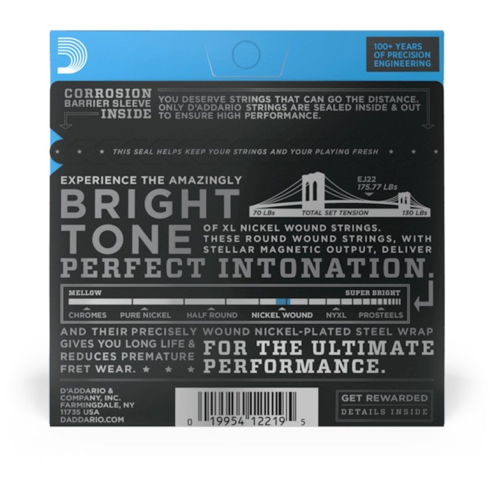 D'Addario - EJ22 Corde per Chitarra Elettrica, Nickel Wound, Jazz Medium