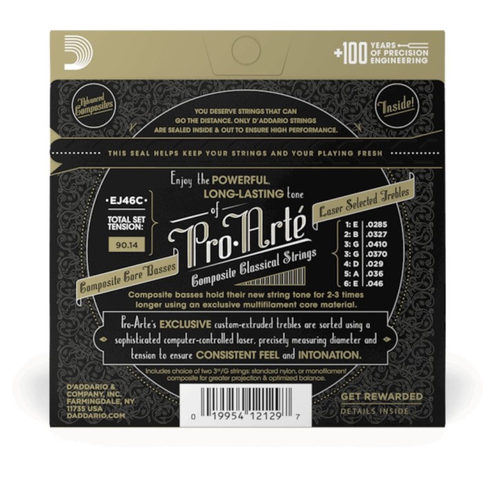 D'Addario - EJ46C Corde per Chitarra Classica, Pro-Arte Composite, Hard Tension